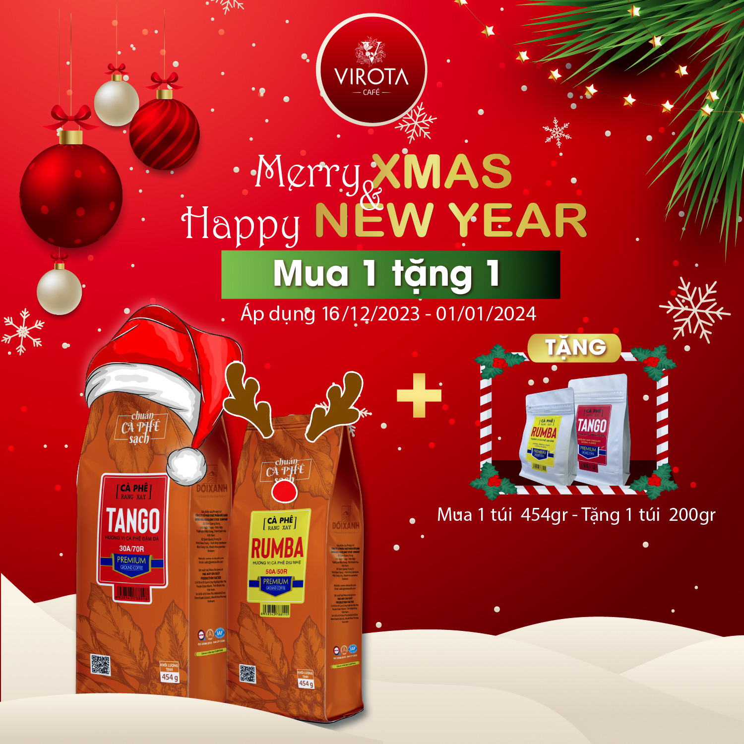 Vui đón giáng sinh - Rinh deal năm mới | Virota Cafe